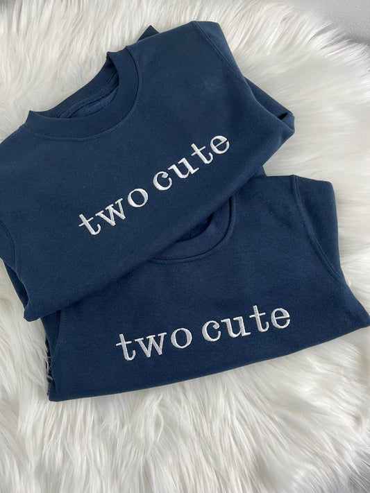 Navy Two Cute Birthday Sweatshirt