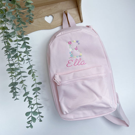 Floral Initial Personalised Backpack